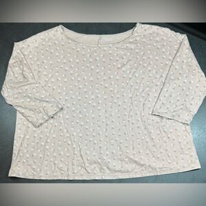 Garnet Hill Women's 100% Organic Cotton Size 2XL Tan W/Polka Dot Tee